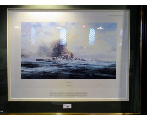 After Robert Taylor, a limited edition print 'Battleship Bismark', pencil signed by the artist, with Certificate of Authentic