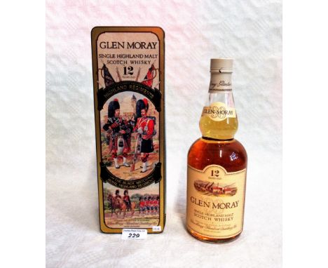 A cased bottle of Glen Moray Single Highland Malt Scotch Whisky, Aged 12 Years, in a box commemorating the Black Watch, Royal