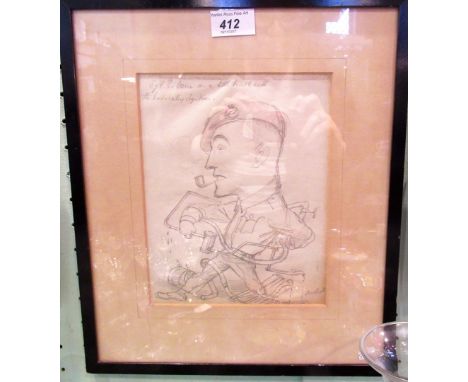 Rex Whistler, a pencil sketch depicting a military class instructor, Sergeant P T Bolam, circa 1942, pencil signed, 22cm x 16