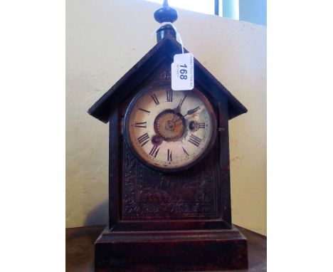 An early 20th century oak cased German mantle clock, the movement signed P H & F and numbered 15025, 30cm.