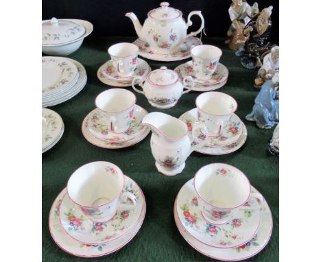 A Royal Stafford part-tea service, a six place setting, comprising: trios, teapot, sandwich plate, covered twin handled sugar