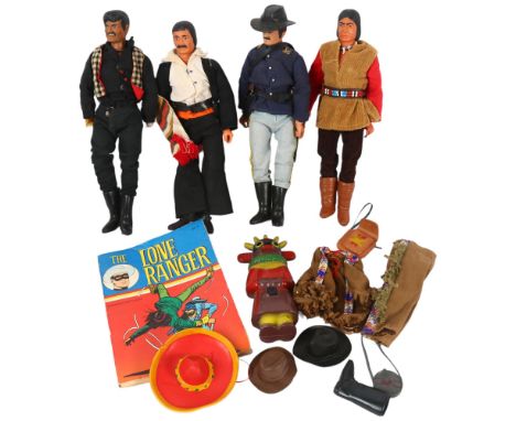 MARX TOYS - LONE RANGER - a group of 4 x 1970s Lone Ranger action figures, to include Red Sleeves, Butch Cavendish, and El Lo