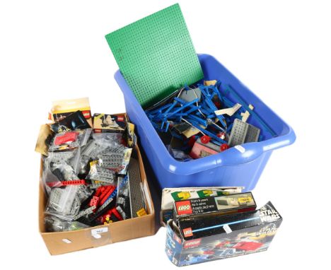 LEGO - a boxful of Vintage LEGO, including several empty boxes, and instruction manuals, LEGO appears to be related to the Vi