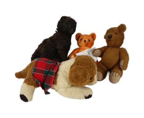 A group of Vintage and other associated teddy bears, including a 1950s cat