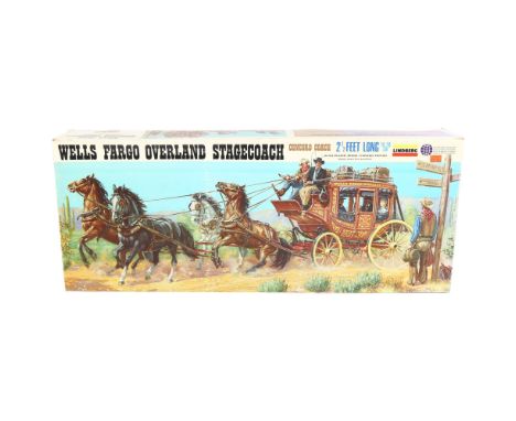 LINDBERG - Wells Fargo Overland Stage Coach, Concord Coach, 1/16 scale plastic model construction kit, kit ref. 351, appears 