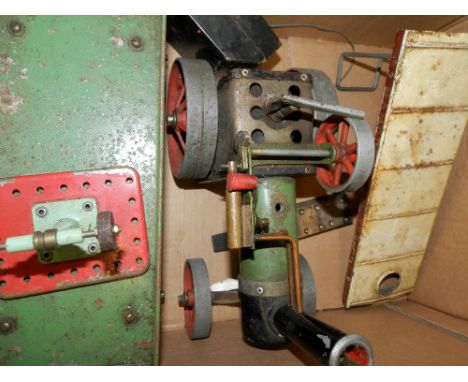 Mamod traction engine + wagon & grinding wheel