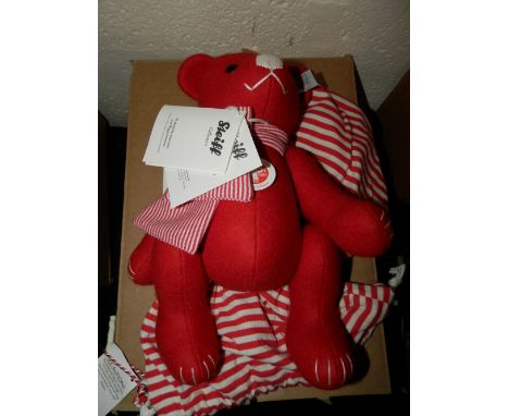 Steiff Felt Teddy Bear ,Red, limited edition, box & certificate