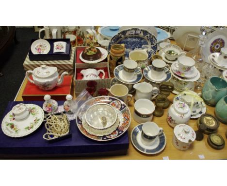 Royal Crown Derby Posies pattern teapot, creamer etc; Elizabethan coffee cups and saucers; Brentleigh Commemorative loving cu