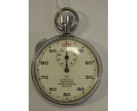 Omega - a stainless steel manual wind decimal stop watch, Prestons Timer Division Bolton c.1959 