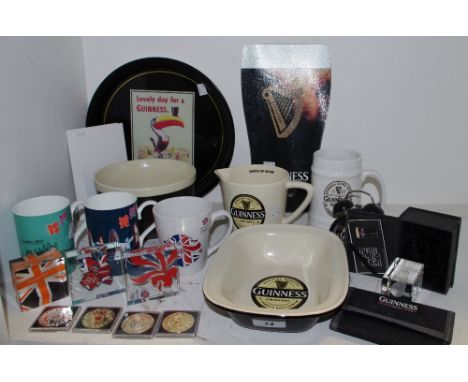 Guinness memorabilia - trays, alarm clock; London Olympics, etc