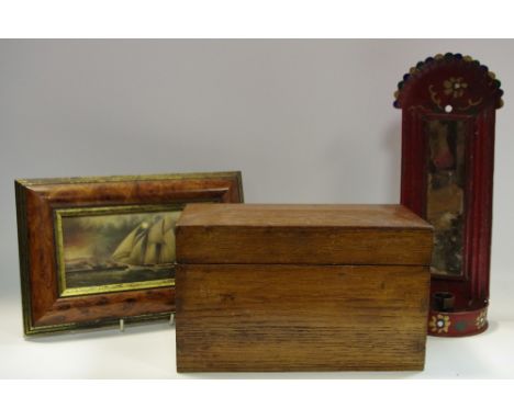 Boxes &amp; Objects - an early 19th century Scandinavian toleware candle stand, hand painted with flora; 19th century sarcoph