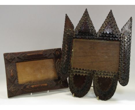 Two Victorian ' tramp art' photograph frames 