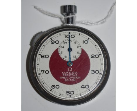 Omega - a stainless steel manual wind decimal stop watch, Prestons Timer Division Bolton c.1960s 