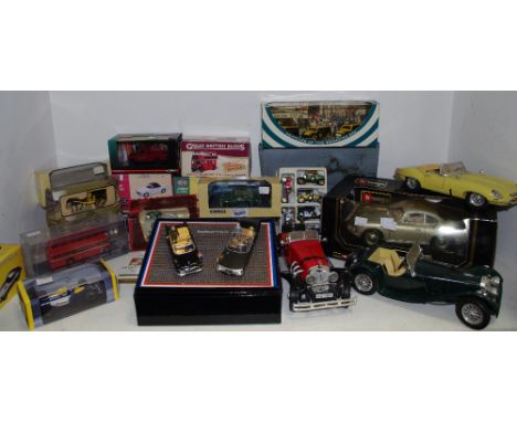 Toys - various Atlas Editions including Fiat 1500, Jaguar E-Type &amp; Aston Martin DB5, BMW 507; a Corgi Vanguards Land Rove