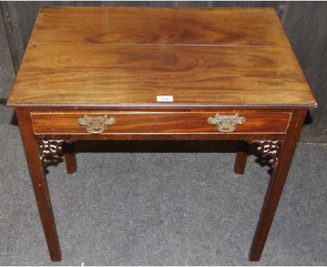 A Chippendale revival hall table, single drawer to frieze