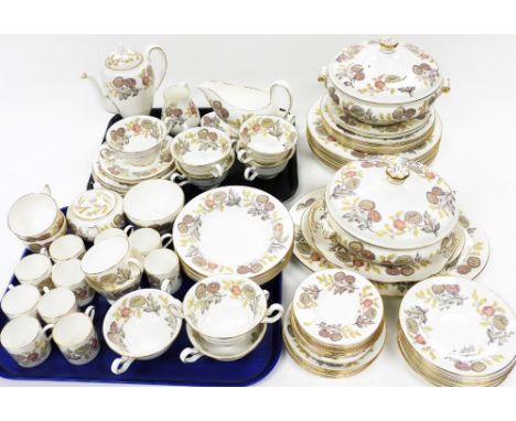 An extensive Wedgwood Lichfield pattern part tea, dinner and coffee service, to include dinner plates, lidded tureens, two ha