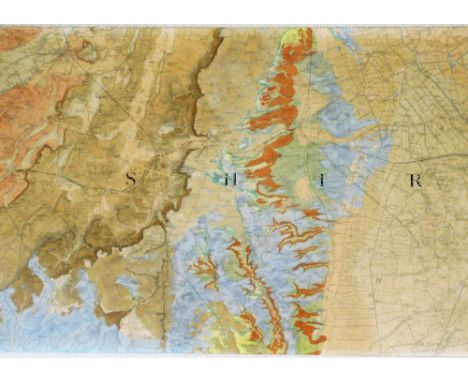 A hand coloured scale map of statute in miles of Lincolnshire and its borders, by The Geological Survey of England and Wales,