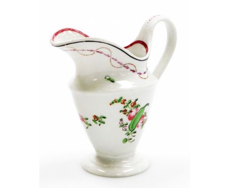 An early 19thC Newhall porcelain cream jug, pattern number 208, with rose band decoration, circa 1796-1805, 11.5cm high. 