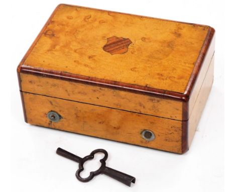 An Edwardian miniature cylinder music box, playing on two airs, with little beauty, set with brass cylinder and metal comb, i