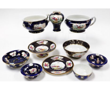 A group of Booths china, each in the Scale Blue pattern with Asiatic pheasant and leaf design picked out in gilt, to include 