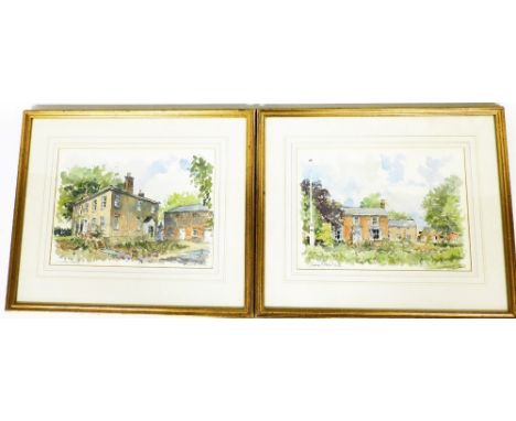 Derek Abel (1925-2008). Welby House, watercolour and ink on paper, signed, 26cm x 48cm, and another by the same artist. (2)