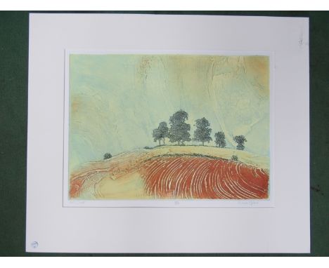 MARK SPAIN (b. 1962) An unframed coloured etching entitled 'Hill Crest'. Pencil signed and numbered 50/200. 33cm x 45cm