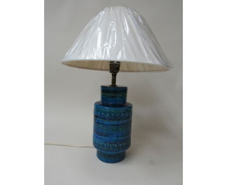 A Bitossi table lamp in Bimini blu by Aldo Londi with later shade