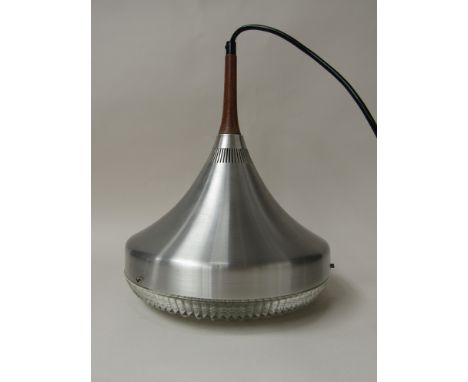 An aluminium cased ceiling light with textured glass diffuser