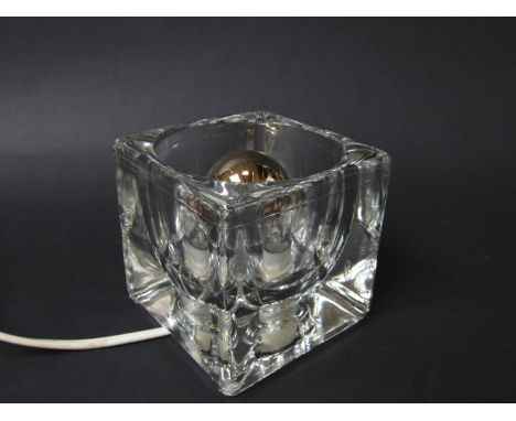 A Peill and Putzler glass table lamp of cube form 