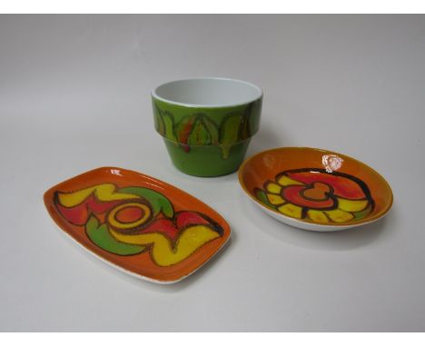 Two Poole Delphis plates and a Poole bowl 