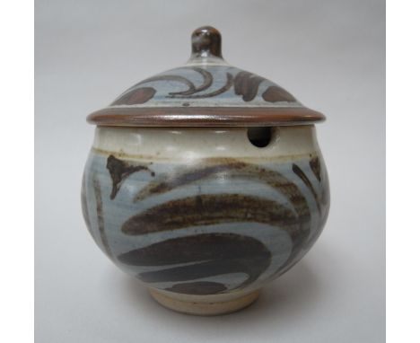 BERNARD LEACH (1887-1979) (ARR) A St Ives Pottery lidded preserve pot with painted detail. St Ives seal and painted BL monogr