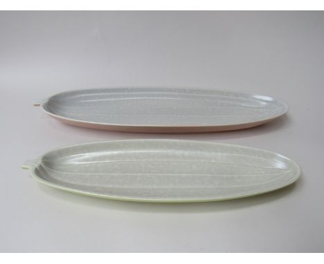 Two Poole cucumber shaped dishes. Largest 41cm 
