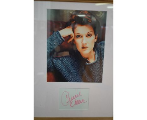 Framed Celine Dion signature with picture - No coa 