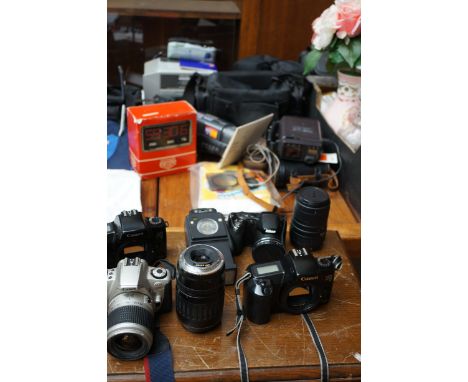 Collection of cameras &amp; equipment to include  3x Cannon cameras, nikon camera, Cannon 100-300mm lens, Sigma 100-300mm len