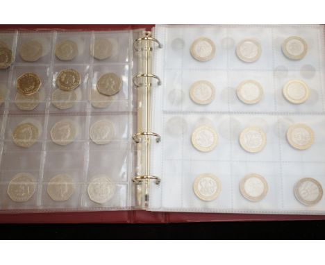 Collectable coin folder - 18GBP in collectable 50p's, 24GBP in collectable 2 pound coins &amp; various other coins - some vin