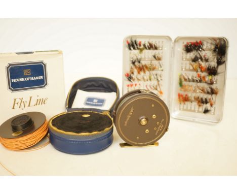 House of Hardy fly reel light weight together with a box of flys &amp; fly line 