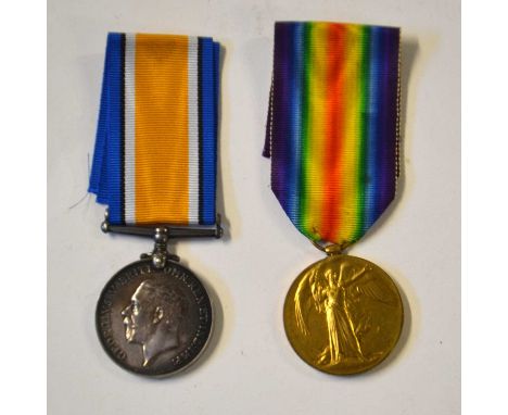 First World War Medal pair comprising 1914-18 War Medal and 1914-19 Victory Medal impressed to 38468 Pte A Hendry Highlands L