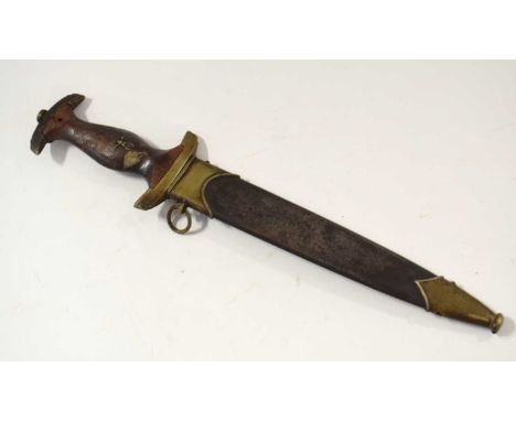 Third Reich 1934 pattern SA (Sturm Abteilung) honour dagger with scabbard, hand guard stamped NO (Nordsee), missing SA emblem