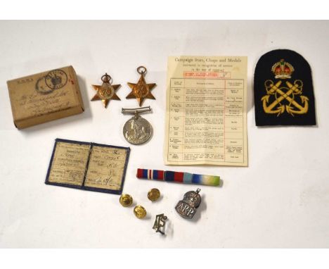 Second World War British Campaign Medal trio to include Atlantic Star, 1939-45 Medal, 1939-45 Star, Kings Crown Royal Navy Ra