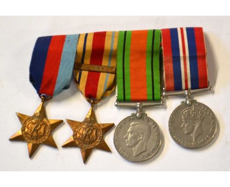 Second World War British Campaign medal group of four medals to comprise of 1939-45 Star, Africa Star with First Army clasp a