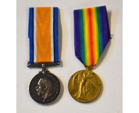 First World War Medal pair comprising 1914-18 War Medal and 1914-19 Victory Medal impressed to 36781 Pte H Woodcock South Lan