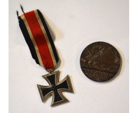 Second World War Third Reich Iron Cross Second Class with ribbon suspension ring stamped with makers mark but illegible toget