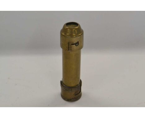 20th Century spring loaded brass campaign candlestick, 16cm long 