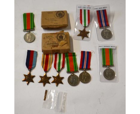 Quantity of Second World War British Campaign medals, one cardboard box to contain Defence Medal, another cardboard box conta