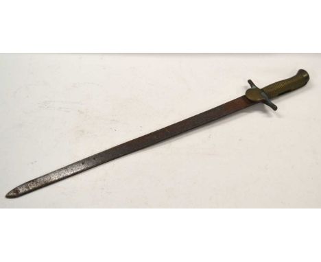 Georgian 19th Century Second Pattern Baker rifle sword bayonet lacking scabbard and hand guard with langet engraved "13", ove