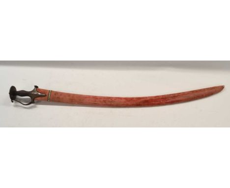 18th/19th Century Indian Tulwar sword with crucifix style hand guard together with later scabbard