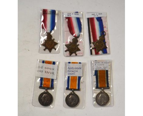 Quantity of six First World War British medals to include 1914-15 Star, impressed to 74139 Gunner C Ince, Royal Field Artille