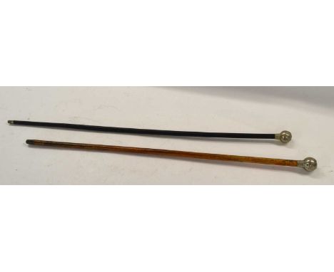 Victorian Durham Light Infantry swagger stick with silver plated ball top measuring approx 68cm long together with a further 