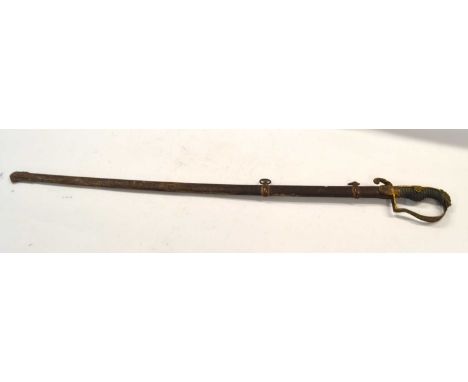 Early 20th Century circa 1900 Imperial German Ulan/Lancer Sword with lion head pommel and steel brass two ringed hanger scabb