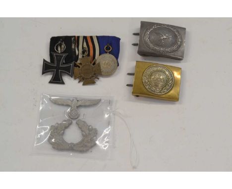 First World War German Imperial Medal trio to include Iron Cross Second Class, 1914-18 Hindenburg Cross, 9 Year Service Medal
